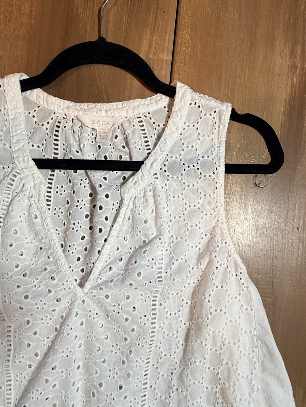 A:Glow White Eyelet Embroidered Cotton Maternity Blouse Boho Peasant Top - Picture 4 of 9
